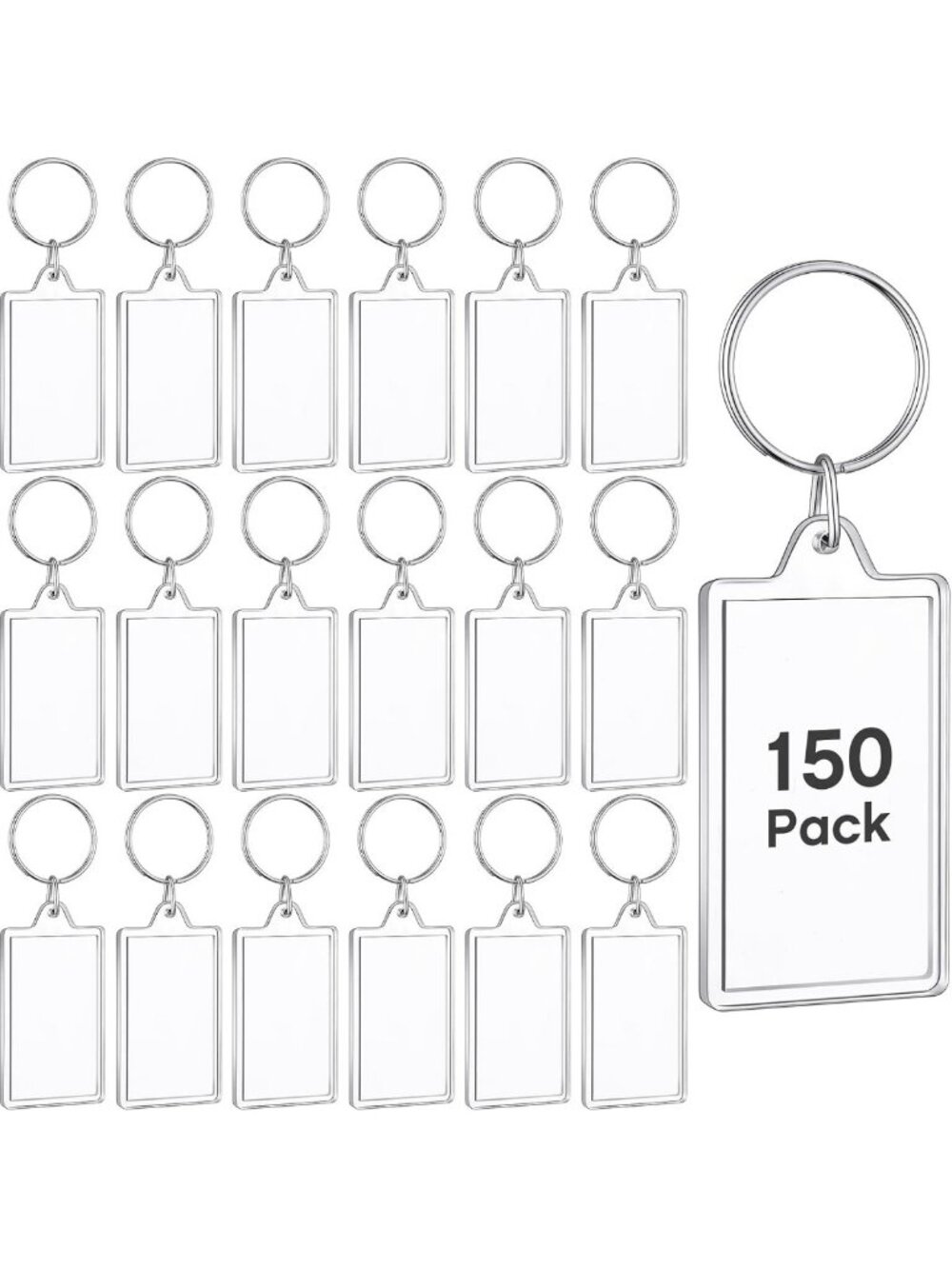 150 Pcs Acrylic Photo Keychain Holders - Perfect for Memories & Gifts
